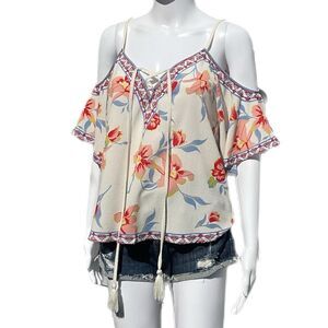 Cold Shoulder Tropical Top (White)
